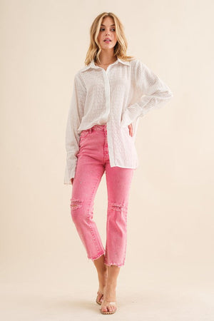 STUDDED RHINESTONE DISTRESSED DENIM JEANS - Evolve Elegance Boutique