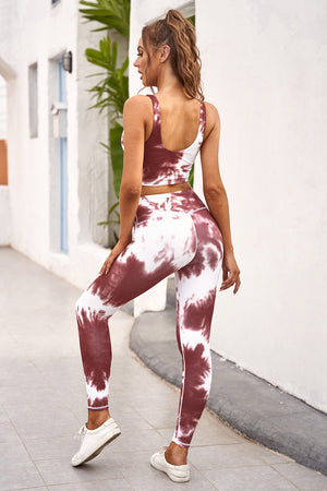 TIE-DYE CROP TOP AND LEGGINGS SET - Evolve Elegance Boutique