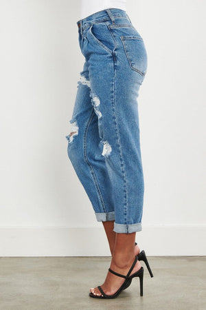 HIGH WAISTED BOYFRIEND JEANS - Style Boutiqe