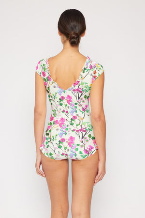 MARINA WEST SWIM BRING ME FLOWERS V-NECK ONE PIECE SWIMSUIT CHERRY BLOSSOM CREAM - Evolve Elegance Boutique