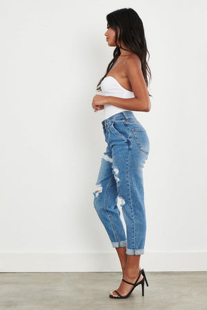 HIGH WAISTED BOYFRIEND JEANS - Style Boutiqe