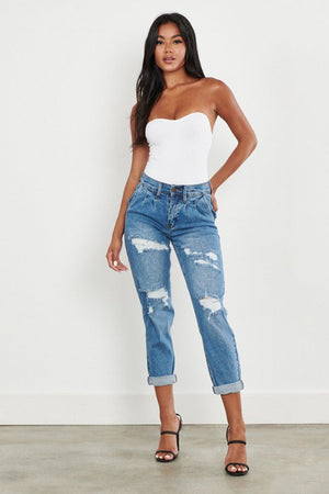 HIGH WAISTED BOYFRIEND JEANS - Style Boutiqe