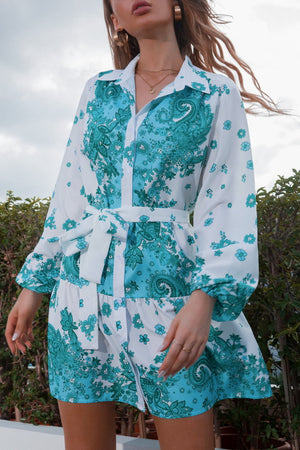 COLLARED NECK TIE WAIST SHIRT DRESS - Evolve Elegance Boutique