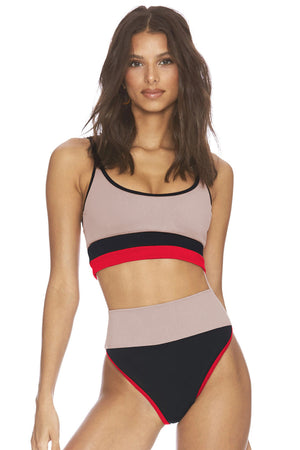 COLOR BLOCK SPAGHETTI STRAP TWO-PIECE SWIM SET - Evolve Elegance Boutique