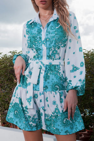 COLLARED NECK TIE WAIST SHIRT DRESS - Evolve Elegance Boutique