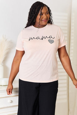 SIMPLY LOVE MAMA HEART GRAPHIC T-SHIRT - Evolve Elegance Boutique