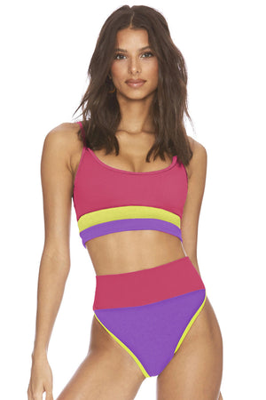 COLOR BLOCK SPAGHETTI STRAP TWO-PIECE SWIM SET - Evolve Elegance Boutique
