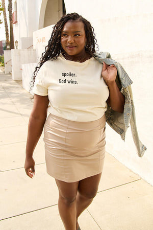 SIMPLY LOVE FULL SIZE SPOILER : GOD WINS SHORT SLEEVE T-SHIRT - Evolve Elegance Boutique
