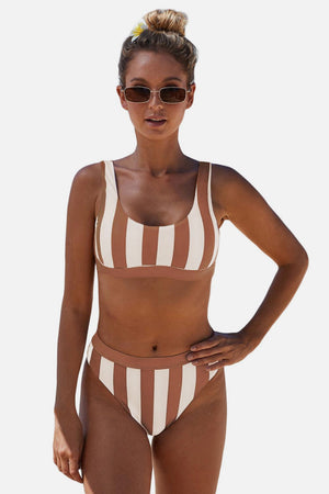 STRIPED TANK HIGH WAIST BIKINI - Evolve Elegance Boutique