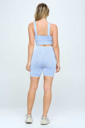 MINERAL WASH SEAMLESS BIKER SHORTS SET - Style Boutiqe