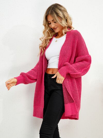 OPEN FRONT DROPPED SHOULDER CARDIGAN - Evolve Elegance Boutique