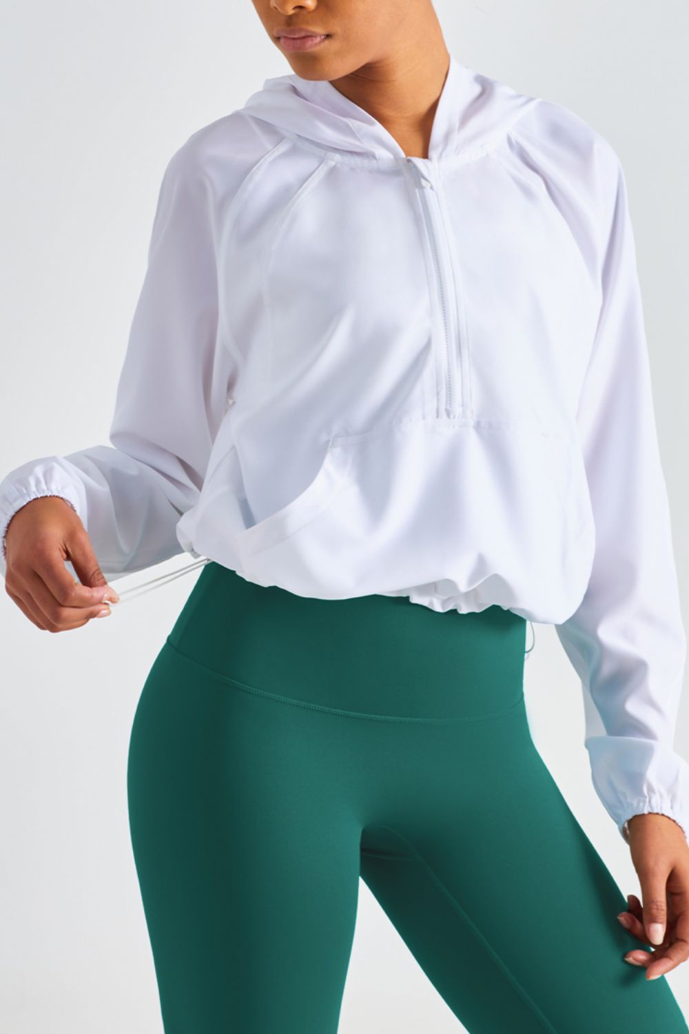 HALF-ZIP HOODED SPORTS TOP - Evolve Elegance Boutique