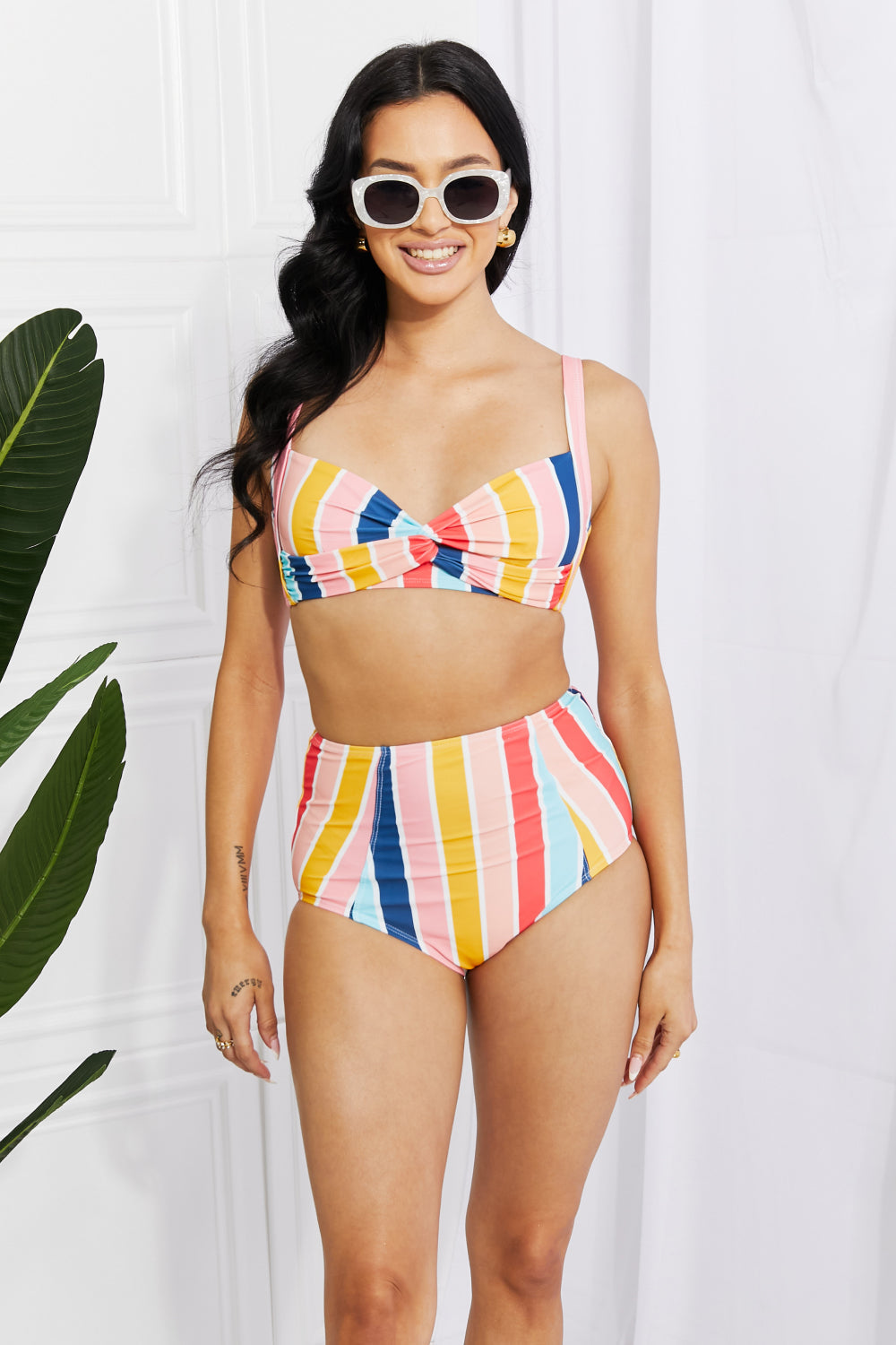MARINA WEST SWIM TAKE A DIP TWIST HIGH-RISE BIKINI IN STRIPE - Evolve Elegance Boutique
