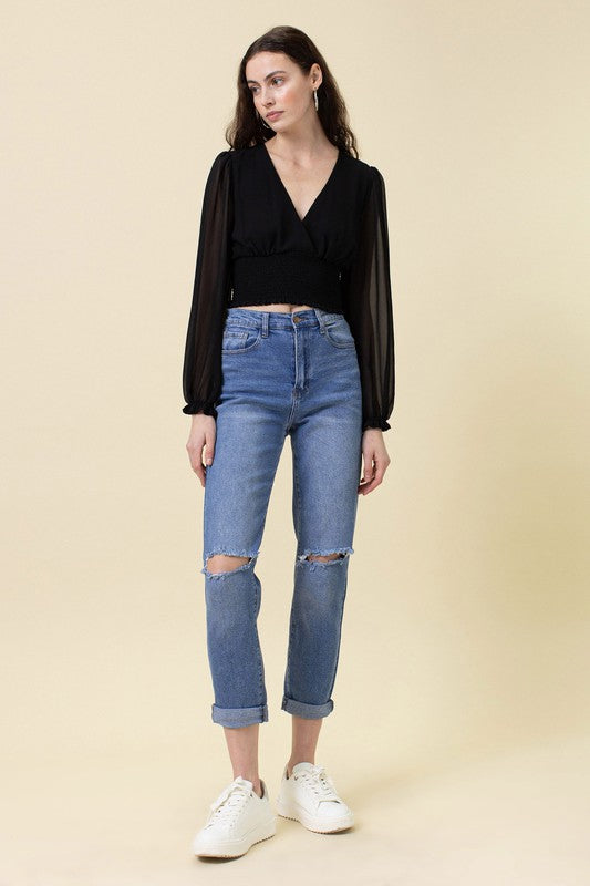 HIGH WAISTED BOYFRIEND JEANS - Evolve Elegance Boutique