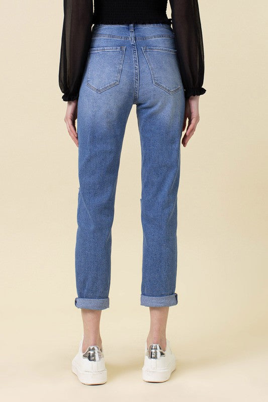 HIGH WAISTED BOYFRIEND JEANS - Evolve Elegance Boutique