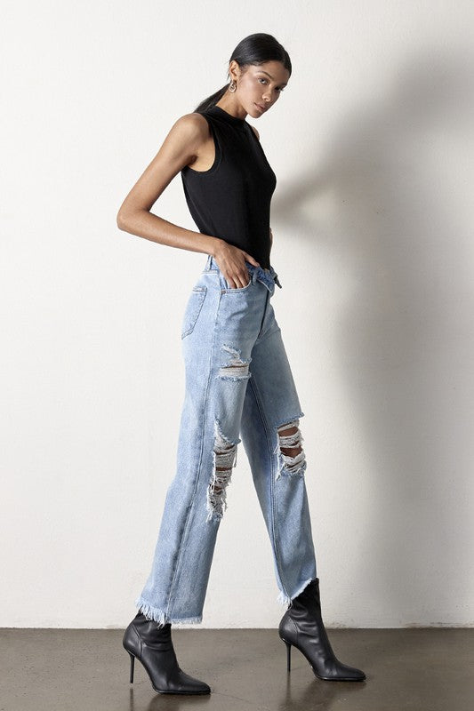 FLIP STRAIGHT JEANS - Evolve Elegance Boutique