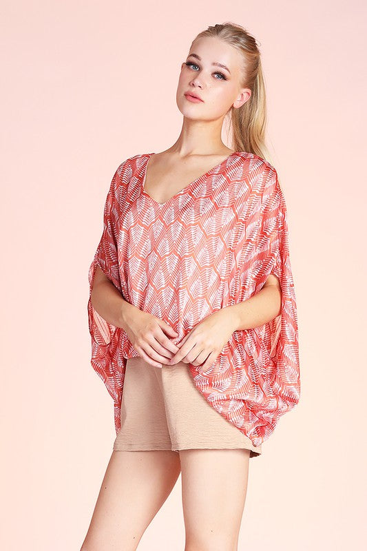 MONTREAL SATIN CHIFFON CAFTAN TOP WITH BACK BAND - Evolve Elegance Boutique