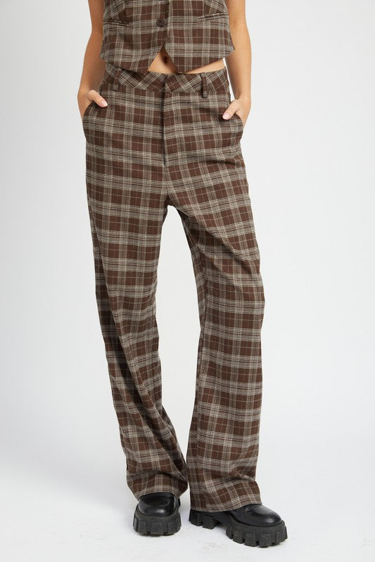 PLAID HIGH WAIST TROUSERS - Evolve Elegance Boutique