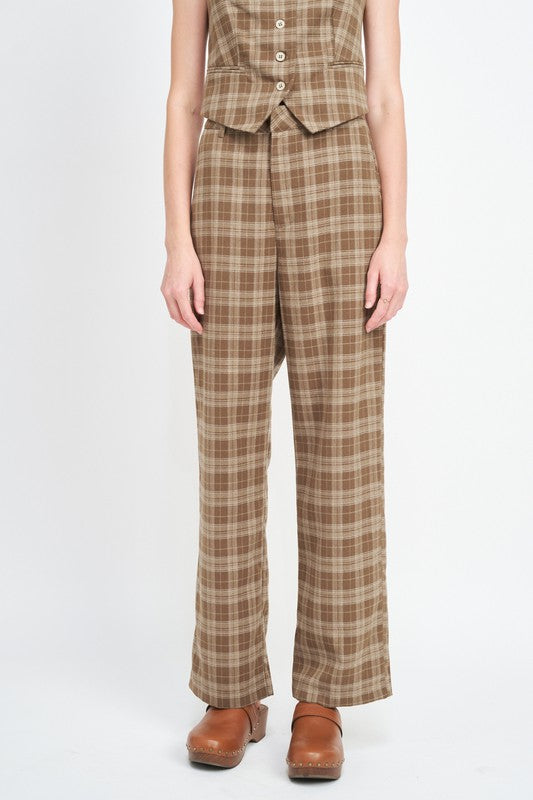 PLAID HIGH WAIST TROUSERS - Evolve Elegance Boutique