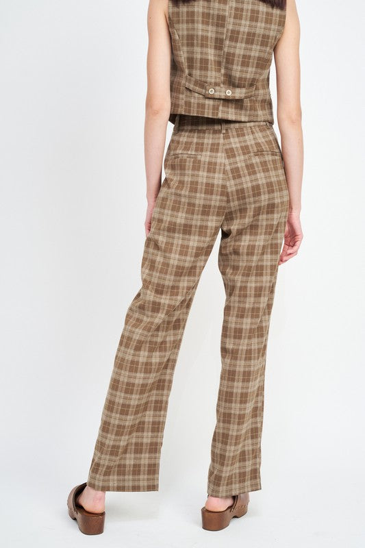 PLAID HIGH WAIST TROUSERS - Evolve Elegance Boutique