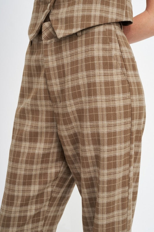 PLAID HIGH WAIST TROUSERS - Evolve Elegance Boutique