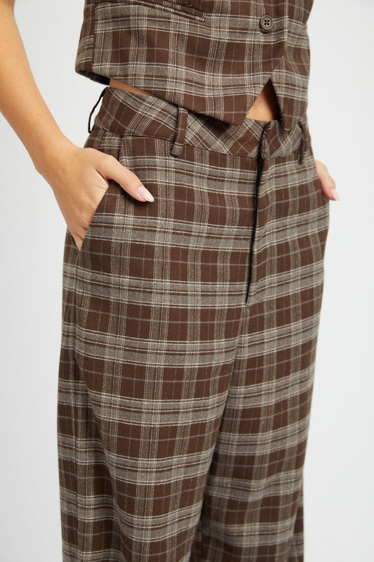 PLAID HIGH WAIST TROUSERS - Evolve Elegance Boutique