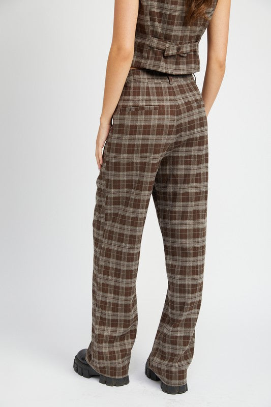 PLAID HIGH WAIST TROUSERS - Evolve Elegance Boutique