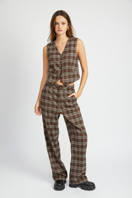 PLAID HIGH WAIST TROUSERS - Evolve Elegance Boutique