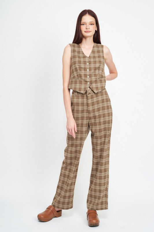 PLAID HIGH WAIST TROUSERS - Evolve Elegance Boutique