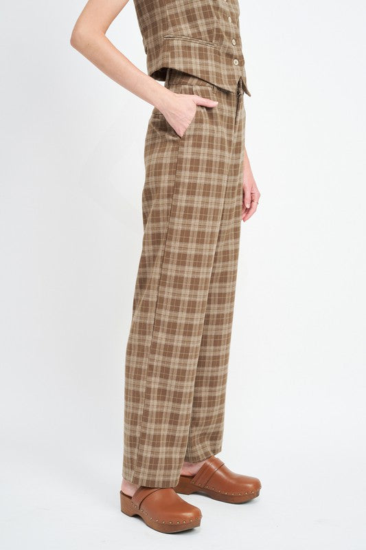 PLAID HIGH WAIST TROUSERS - Evolve Elegance Boutique