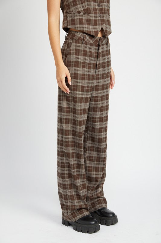 PLAID HIGH WAIST TROUSERS - Evolve Elegance Boutique