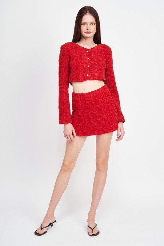 LONG SLEEVE BUTTON UP CROPPED TOP - Evolve Elegance Boutique