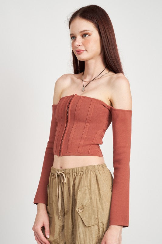 LONG SLEEVE OFF SHOULDER TOP - Evolve Elegance Boutique
