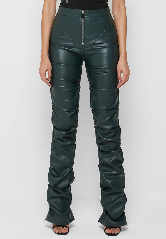 OLIVE LEATHER PANTS - Evolve Elegance Boutique