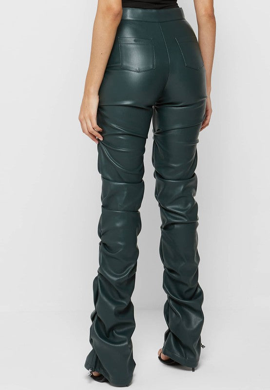 OLIVE LEATHER PANTS - Evolve Elegance Boutique