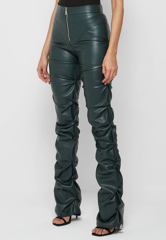 OLIVE LEATHER PANTS - Evolve Elegance Boutique
