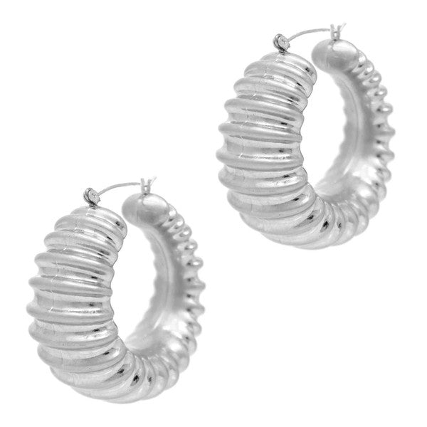 BOLD IN PLEATS HOOP EARRINGS - Evolve Elegance Boutique