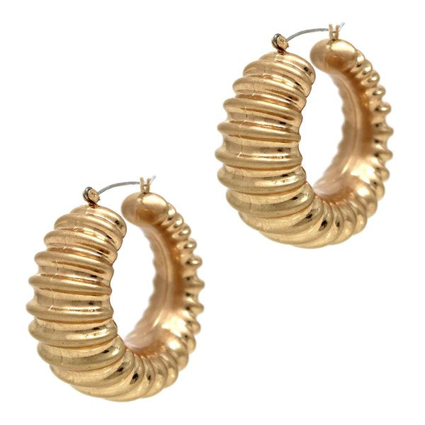 BOLD IN PLEATS HOOP EARRINGS - Evolve Elegance Boutique