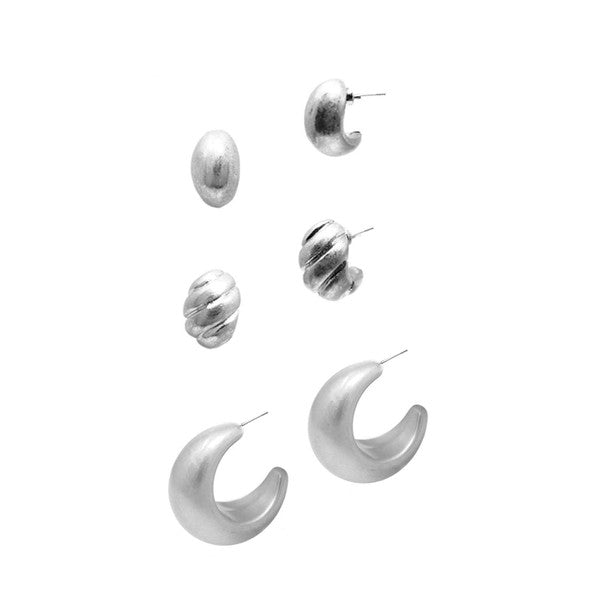 SET OF 3, PERFECT MIX HOOP EARRINGS - Evolve Elegance Boutique