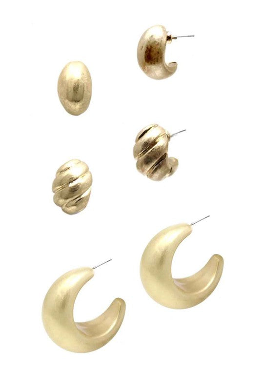 SET OF 3, PERFECT MIX HOOP EARRINGS - Evolve Elegance Boutique