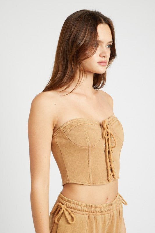 FRENCH TERRY STRAPLESS BUSTIER TOP - Evolve Elegance Boutique