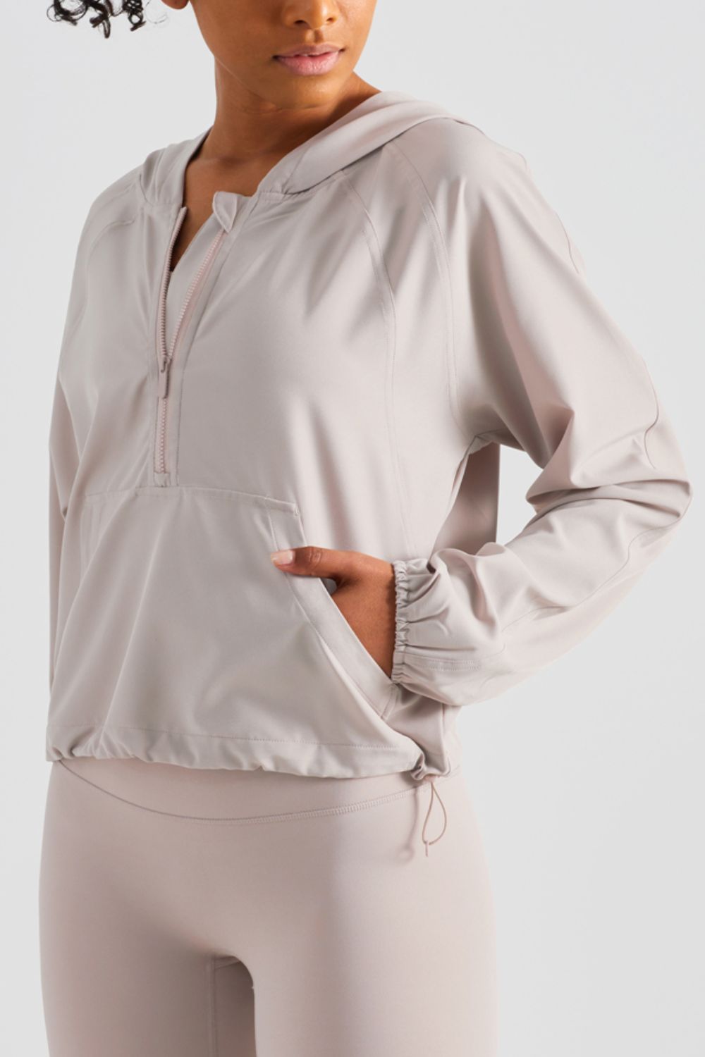 HALF-ZIP HOODED SPORTS TOP - Evolve Elegance Boutique