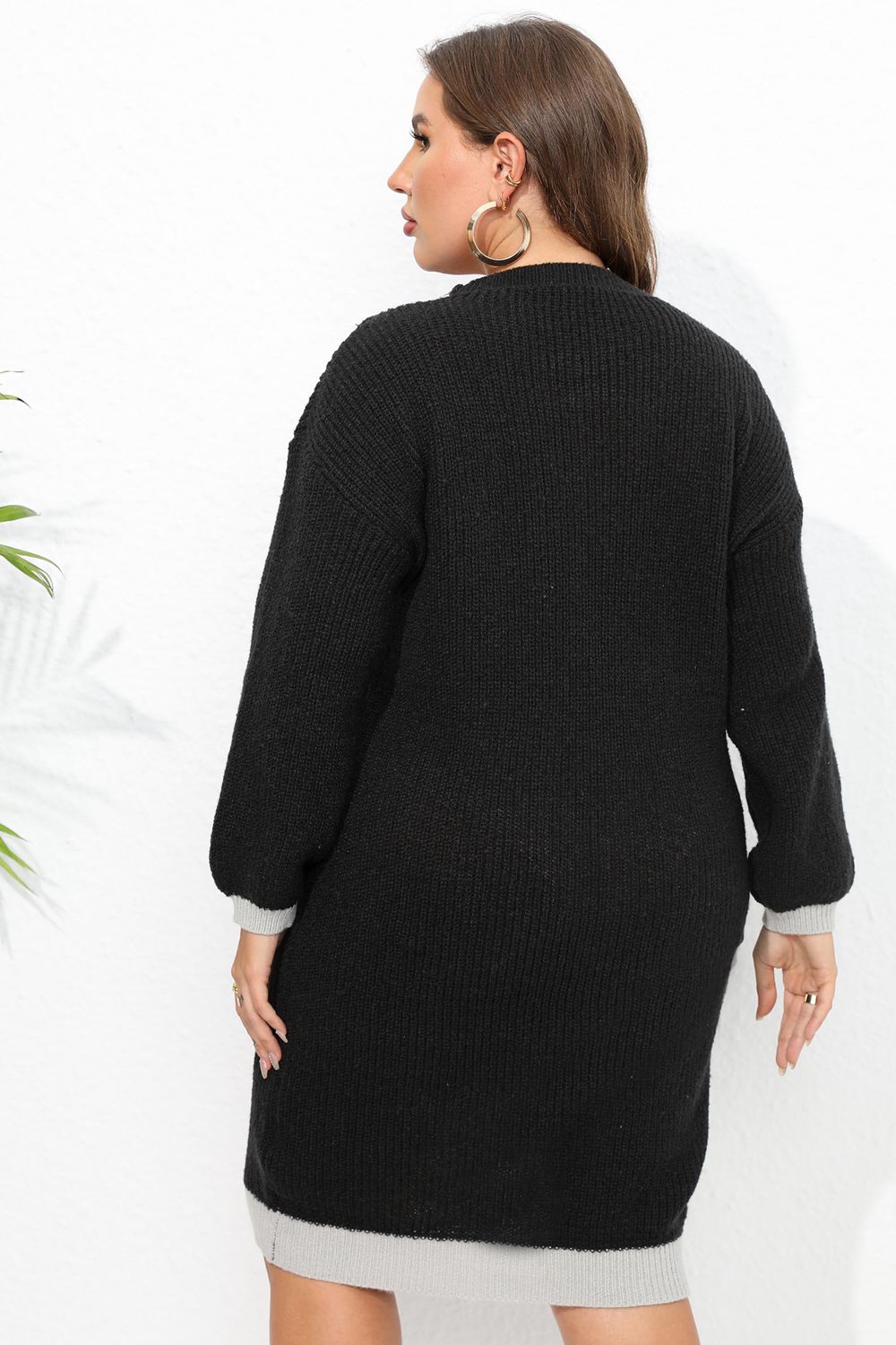 PLUS SIZE LONG SLEEVE SWEATER DRESS - Evolve Elegance Boutique