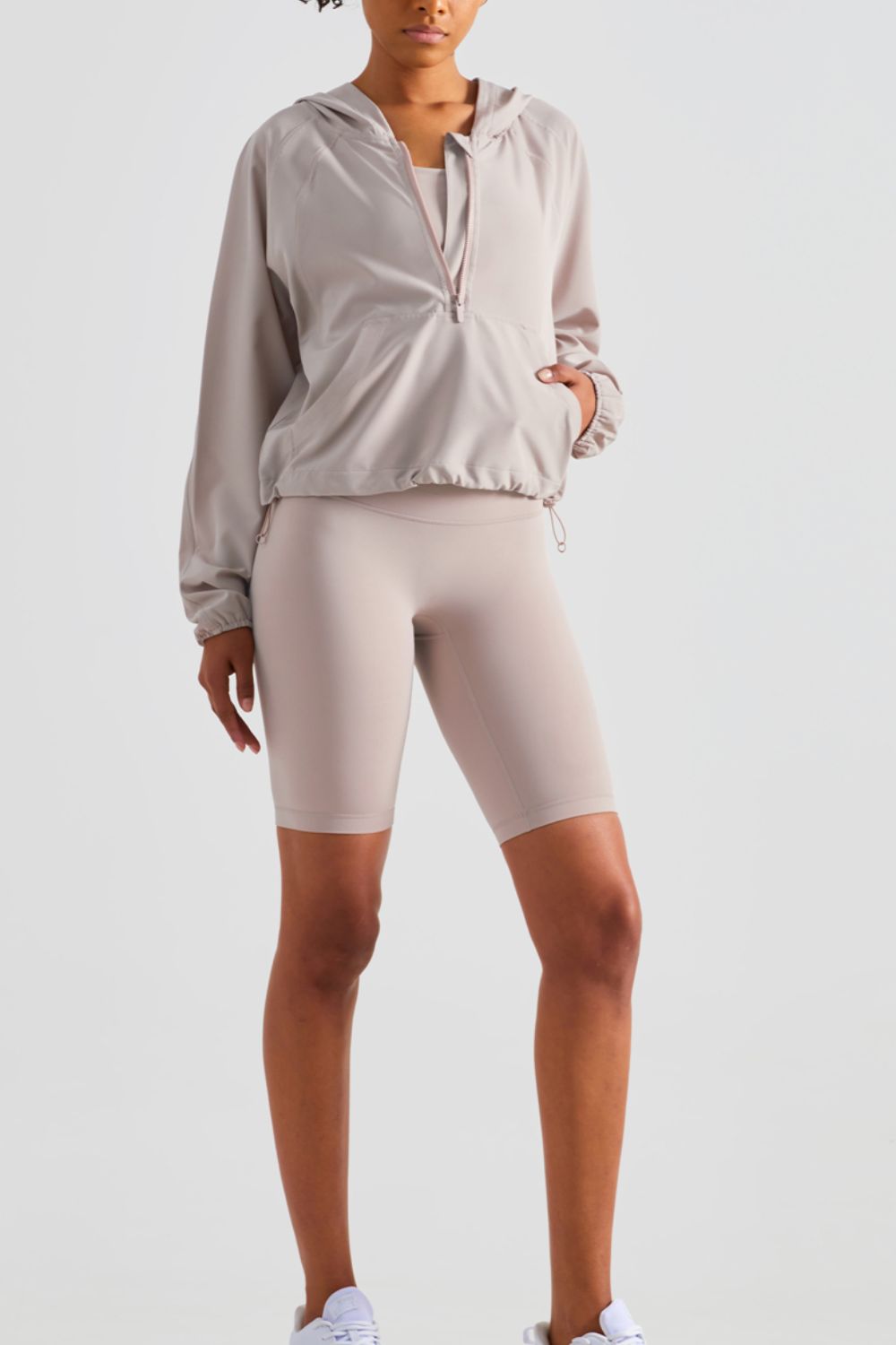 HALF-ZIP HOODED SPORTS TOP - Evolve Elegance Boutique