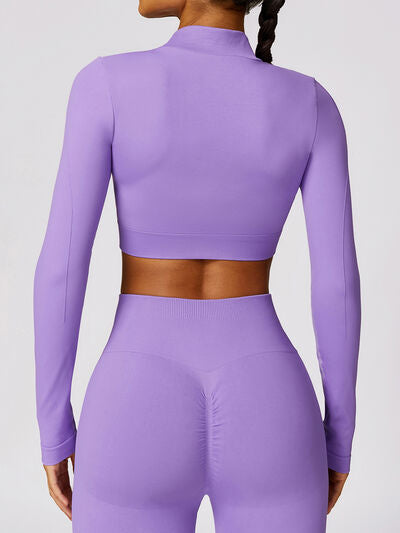 ZIP UP BASEBALL COLLAR OUTERWEAR AND HIGH WAIST PANTS ACTIVE SET - Evolve Elegance Boutique