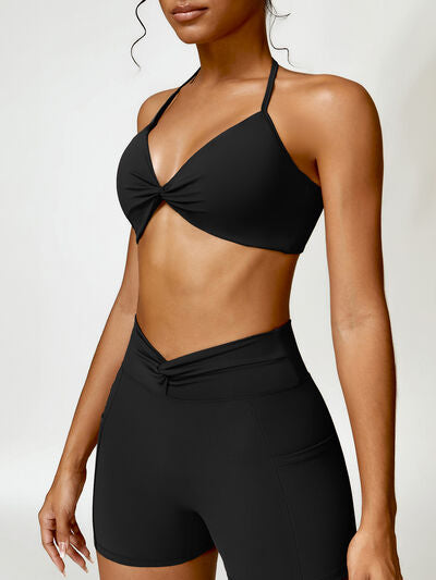 TWISTED HALTER NECK ACTIVE BRA - Evolve Elegance Boutique