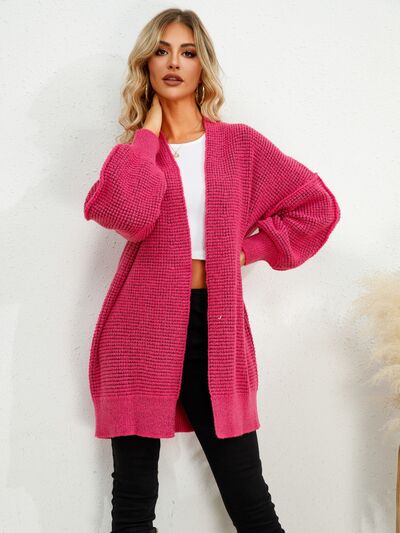 OPEN FRONT DROPPED SHOULDER CARDIGAN - Evolve Elegance Boutique