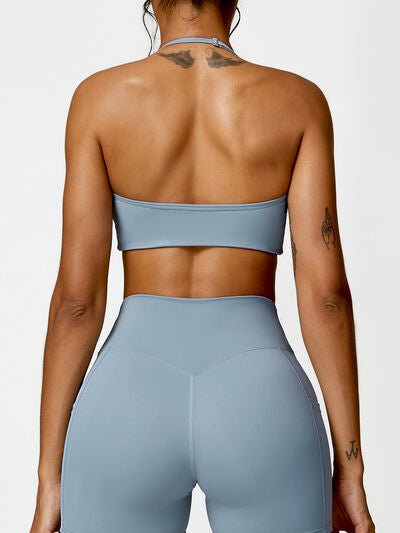 TWISTED HALTER NECK ACTIVE BRA - Evolve Elegance Boutique