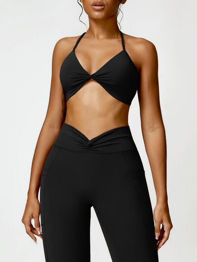 TWISTED HALTER NECK ACTIVE BRA - Evolve Elegance Boutique