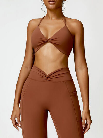 TWISTED HALTER NECK ACTIVE BRA - Evolve Elegance Boutique